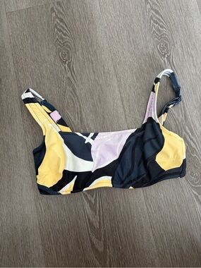 Abstract seafolly Print Bikini Top in Yellow, Black & Pink